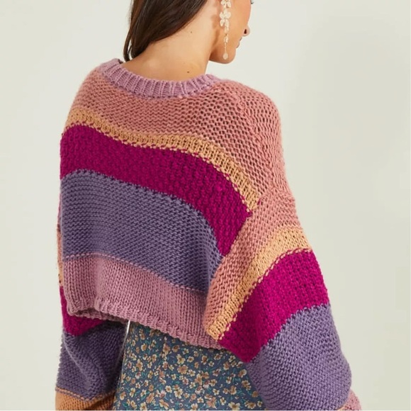 Altar’d State Colorful Striped Women's Sweater Multicolor Purple Pink XS - Picture 6 of 8